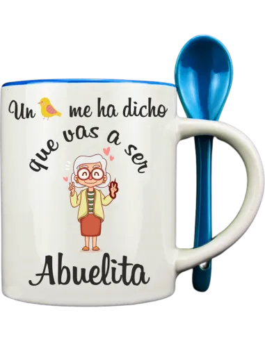Taza con cucharilla azul