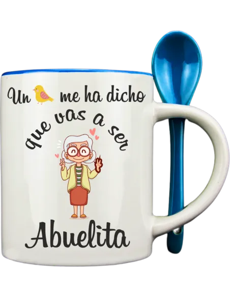 Taza con cucharilla azul