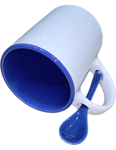 Taza con cucharilla azul