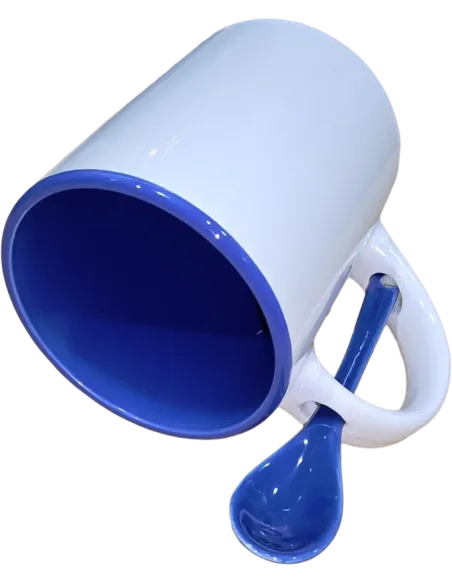 Taza con cucharilla azul