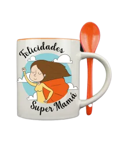 Taza con cucharilla Naranja 2