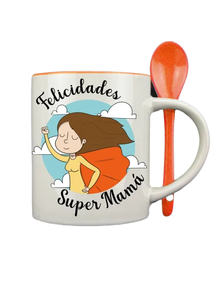 Taza con cucharilla Naranja