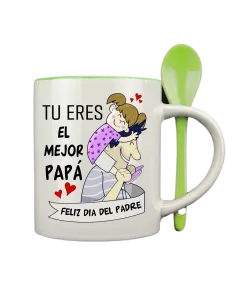 Taza con cucharilla verde 2
