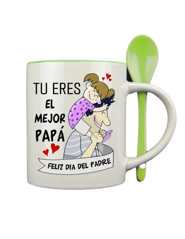 Taza con cucharilla verde