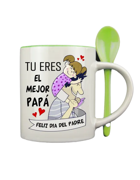 Taza con cucharilla verde