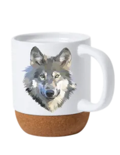 Taza blanca mate con base de corcho 2