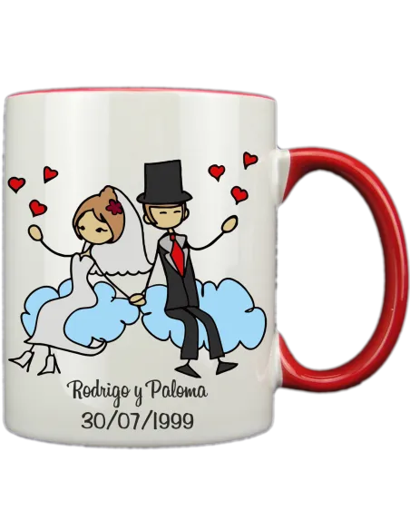 Taza blanca con interior y asa de color personalizada, fotoregalo, regalo personalizado, taza con foto